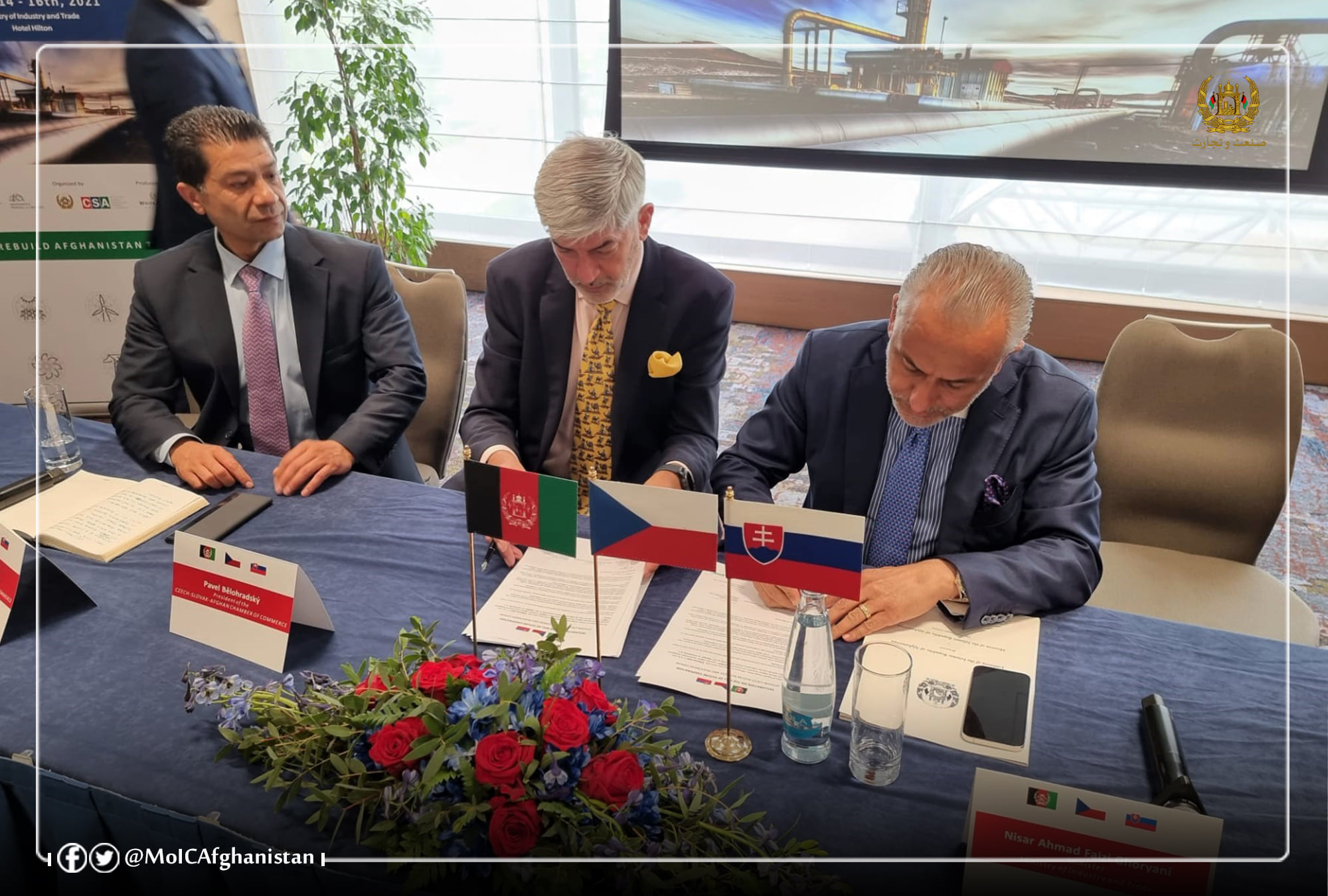 The signing of a Memorandum of Understanding between Afghanistan and the Afghan-Czech Joint Chamber